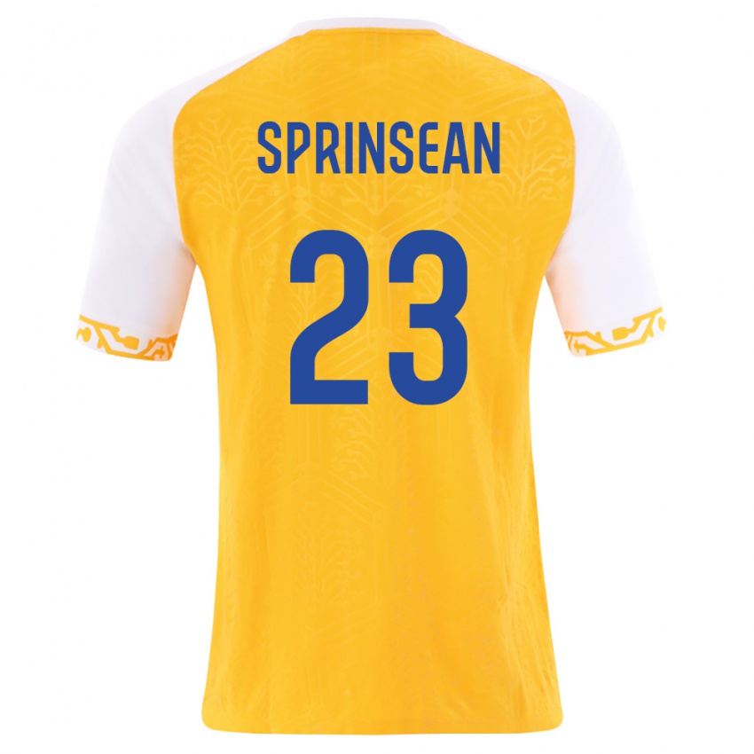 גברים מולדובה Artur Sprinsean #23 צהוב לבן הרחק ג'רזי 26-28 חולצה קצרה