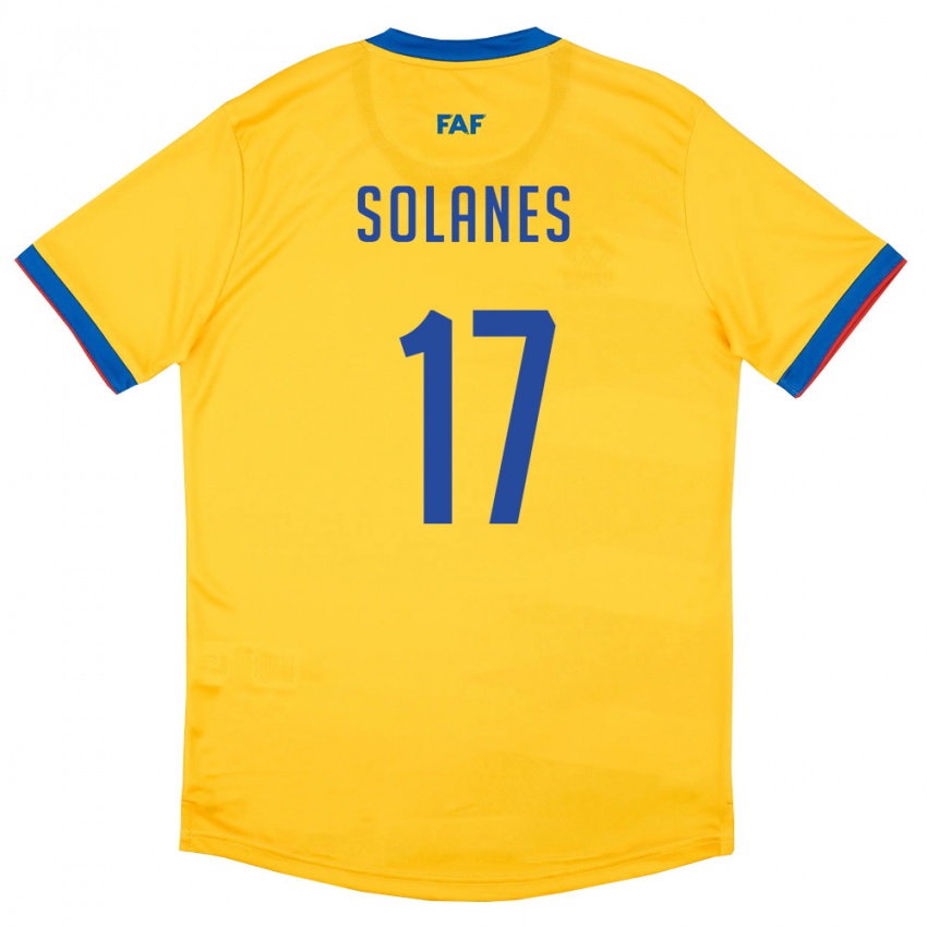 גברים אנדורה Albert Solanes #17 צהוב כחול אדום הרחק ג'רזי 26-28 חולצה קצרה