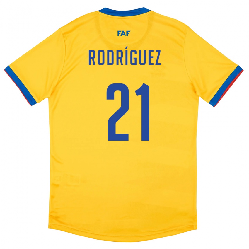 גברים אנדורה Marc Rodríguez #21 צהוב כחול אדום הרחק ג'רזי 26-28 חולצה קצרה