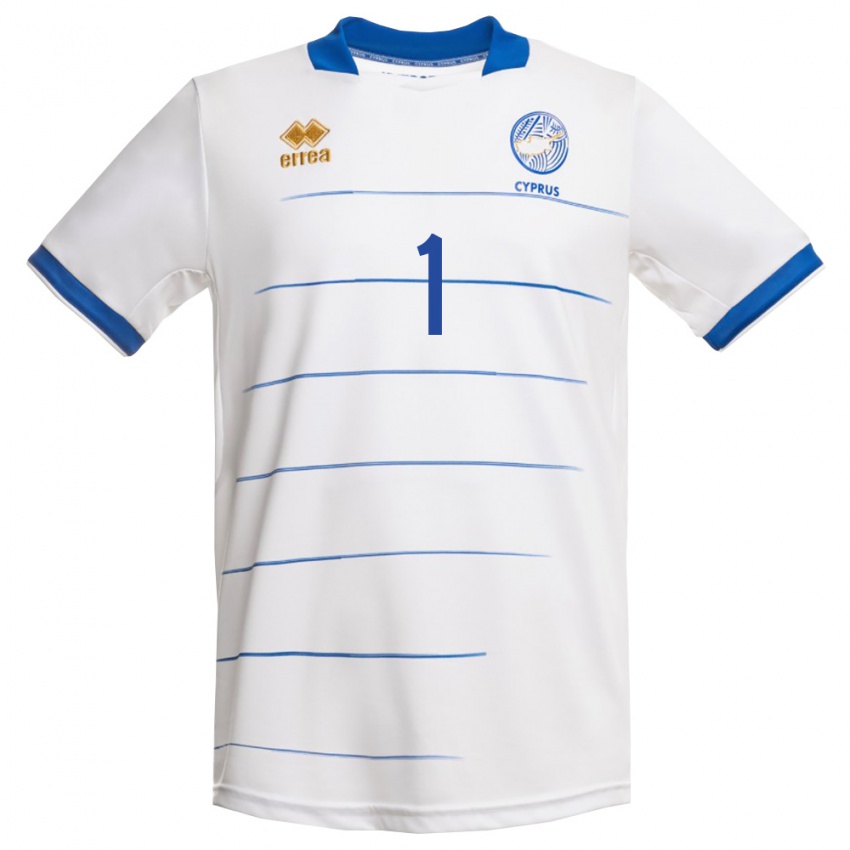 גברים קפריסין Andreas Andreou #1 לבן כחול מלכותי הרחק ג'רזי 26-28 חולצה קצרה