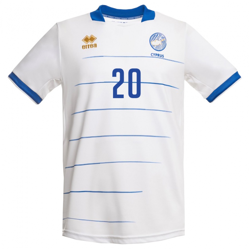 גברים קפריסין Konstantinos Zampas #20 לבן כחול מלכותי הרחק ג'רזי 26-28 חולצה קצרה