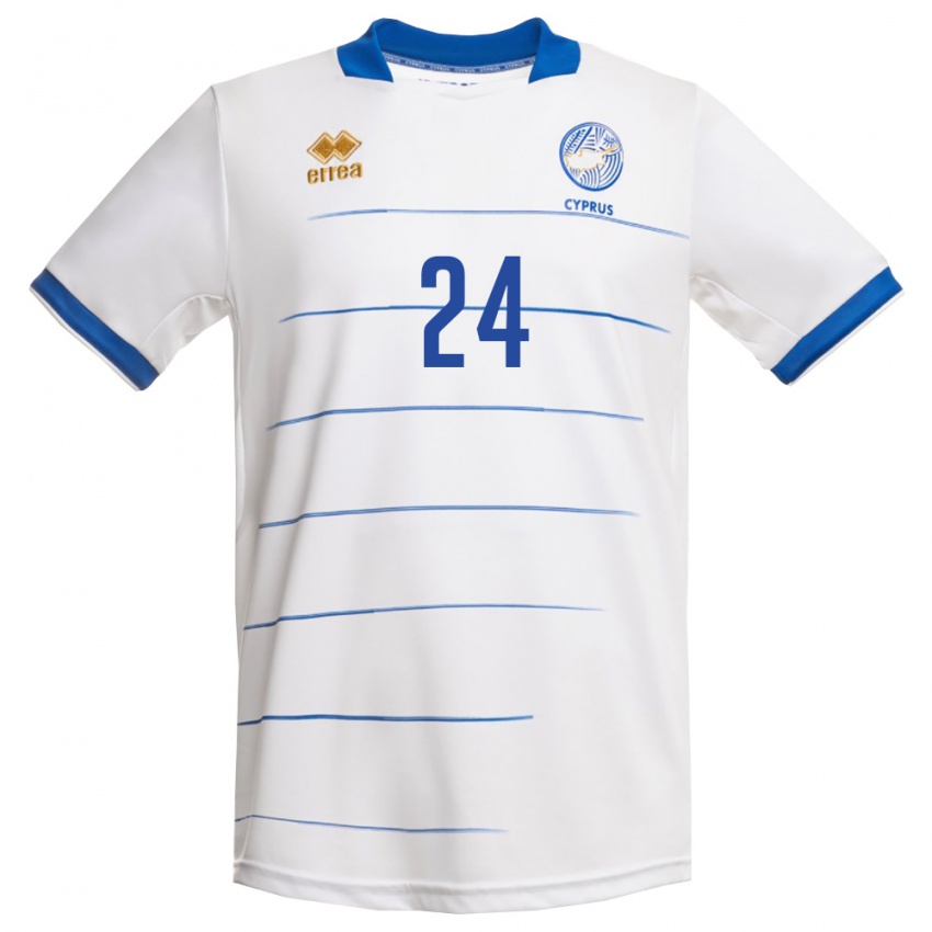 גברים קפריסין Stavros Georgiou #24 לבן כחול מלכותי הרחק ג'רזי 26-28 חולצה קצרה