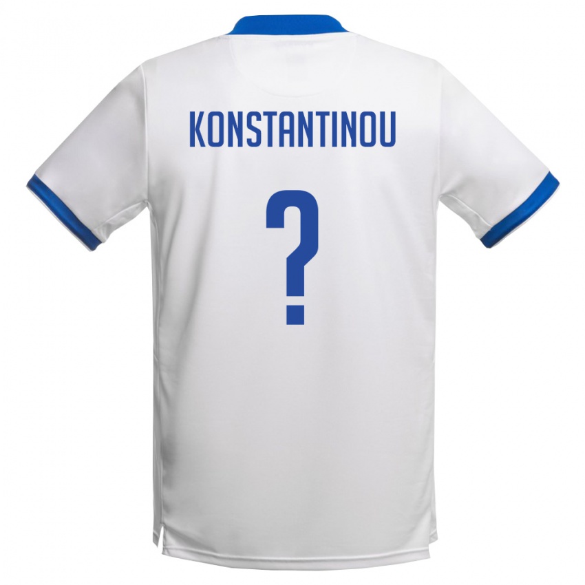 גברים קפריסין Charalampos Konstantinou #0 לבן כחול מלכותי הרחק ג'רזי 26-28 חולצה קצרה