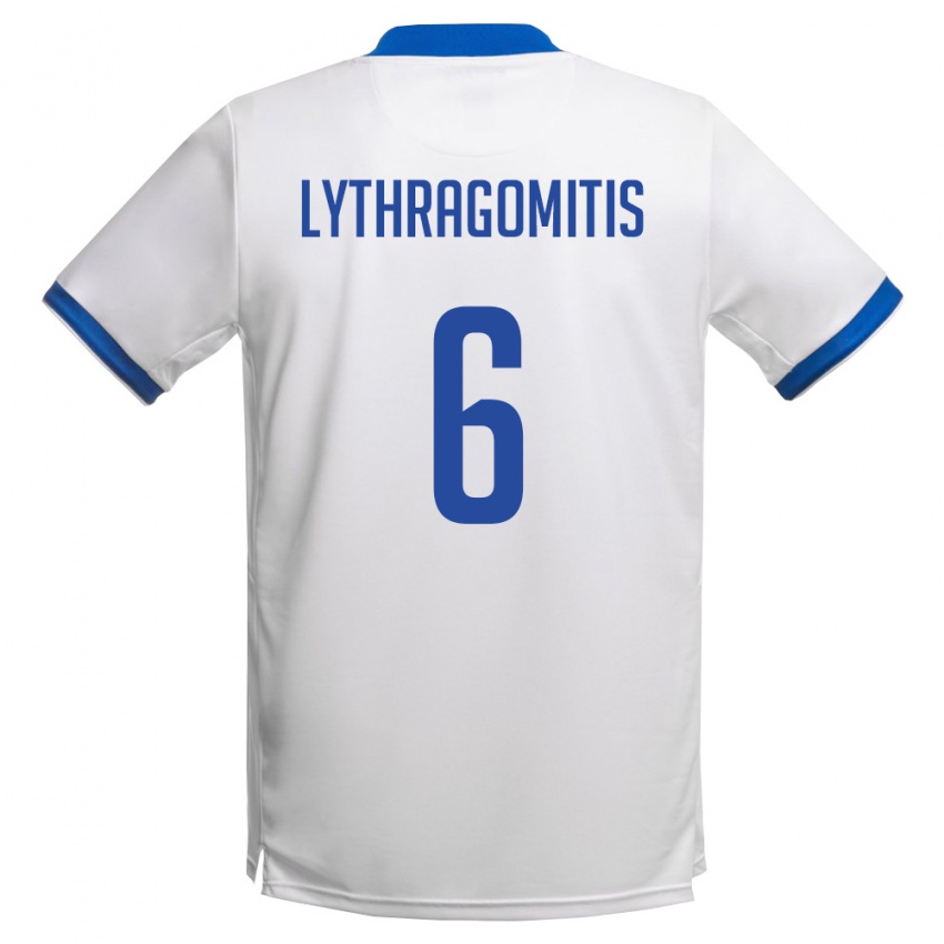 גברים קפריסין Konstantinos Lythragomitis #6 לבן כחול מלכותי הרחק ג'רזי 26-28 חולצה קצרה