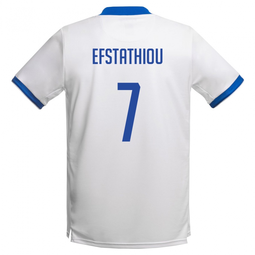 גברים קפריסין Alexandros Efstathiou #7 לבן כחול מלכותי הרחק ג'רזי 26-28 חולצה קצרה