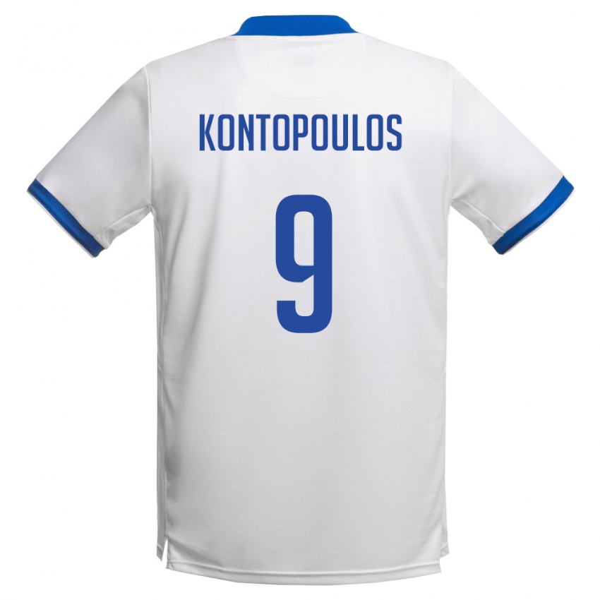 גברים קפריסין Savvas Kontopoulos #9 לבן כחול מלכותי הרחק ג'רזי 26-28 חולצה קצרה