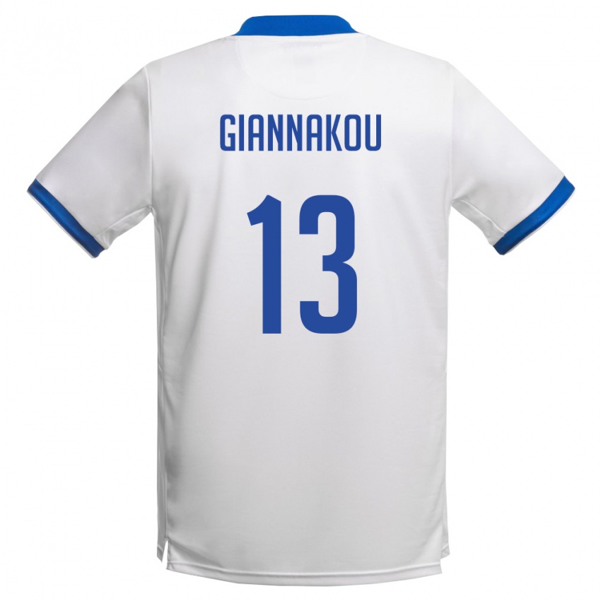 גברים קפריסין Konstantinos Giannakou #13 לבן כחול מלכותי הרחק ג'רזי 26-28 חולצה קצרה