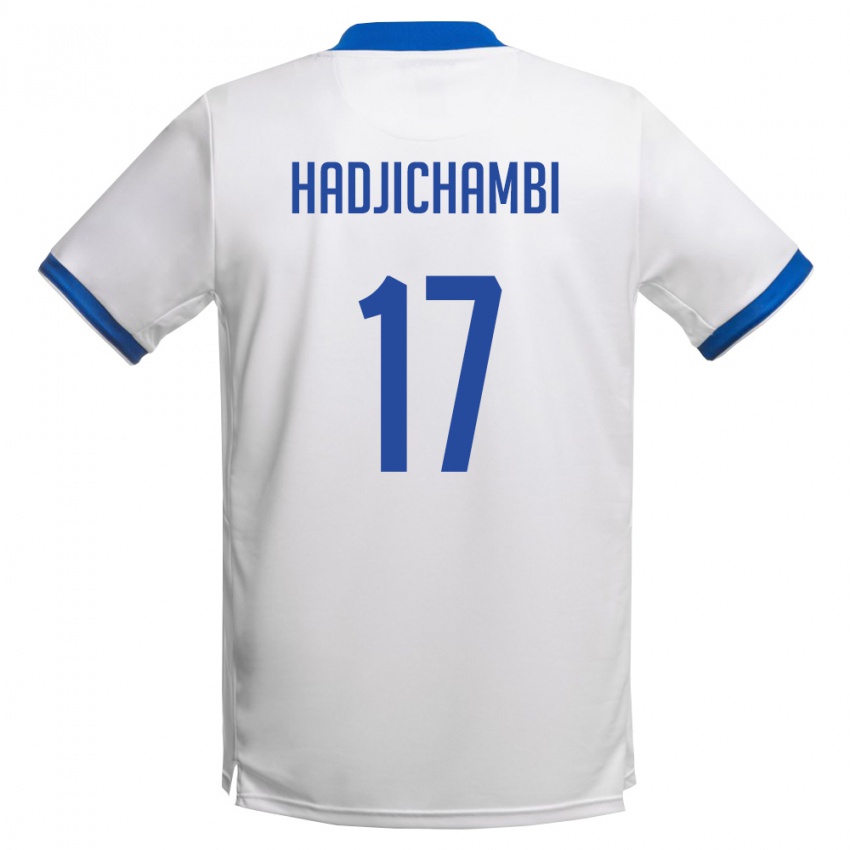 גברים קפריסין Michalis Hadjichambi #17 לבן כחול מלכותי הרחק ג'רזי 26-28 חולצה קצרה