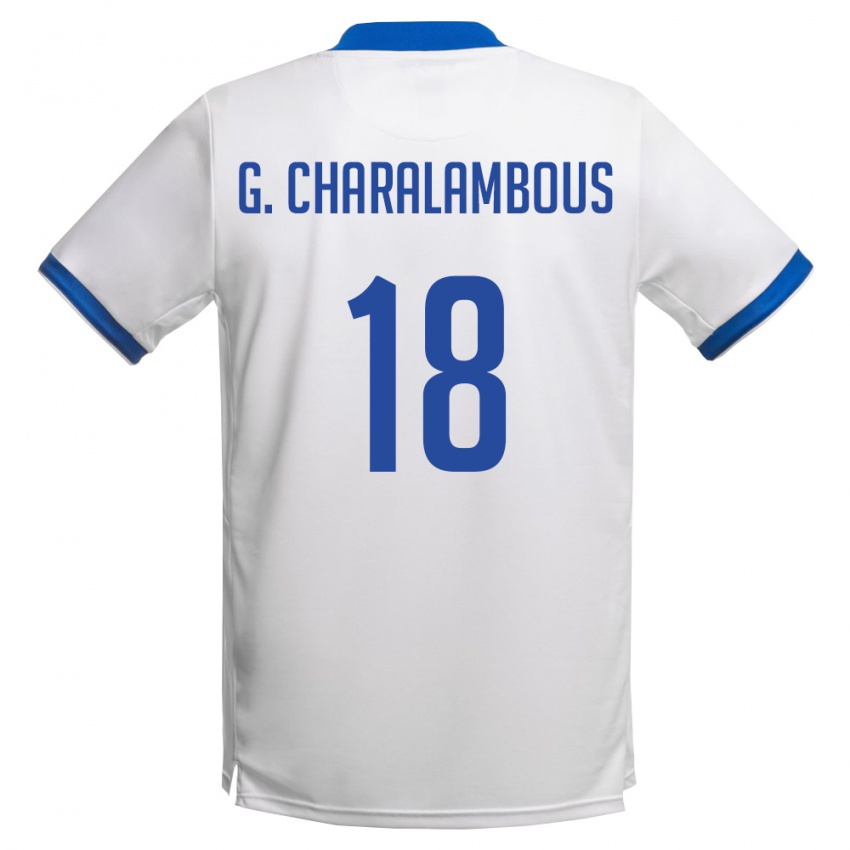 גברים קפריסין Gordon Panagiotis Charalambous #18 לבן כחול מלכותי הרחק ג'רזי 26-28 חולצה קצרה