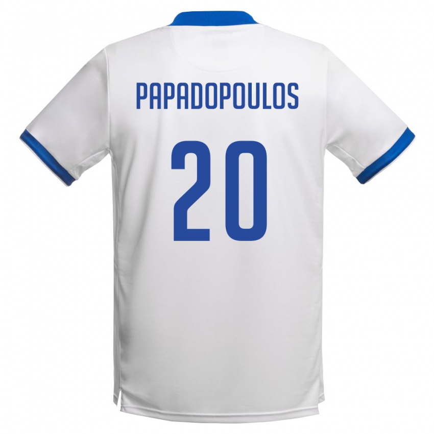 גברים קפריסין Christos Papadopoulos #20 לבן כחול מלכותי הרחק ג'רזי 26-28 חולצה קצרה