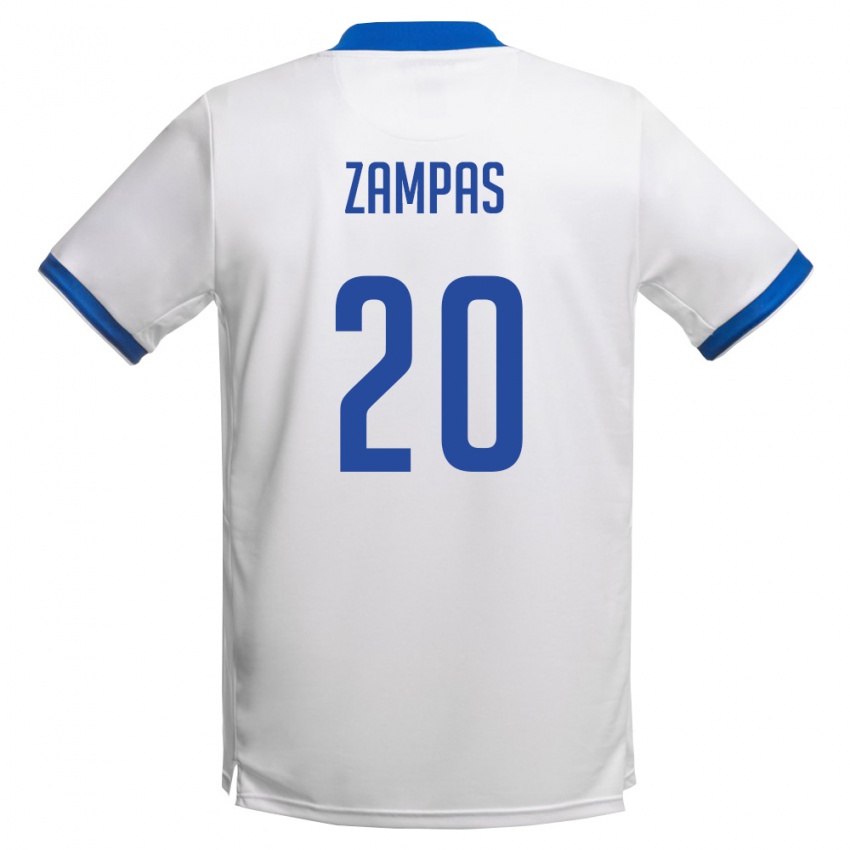 גברים קפריסין Konstantinos Zampas #20 לבן כחול מלכותי הרחק ג'רזי 26-28 חולצה קצרה