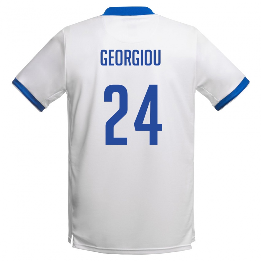 גברים קפריסין Stavros Georgiou #24 לבן כחול מלכותי הרחק ג'רזי 26-28 חולצה קצרה