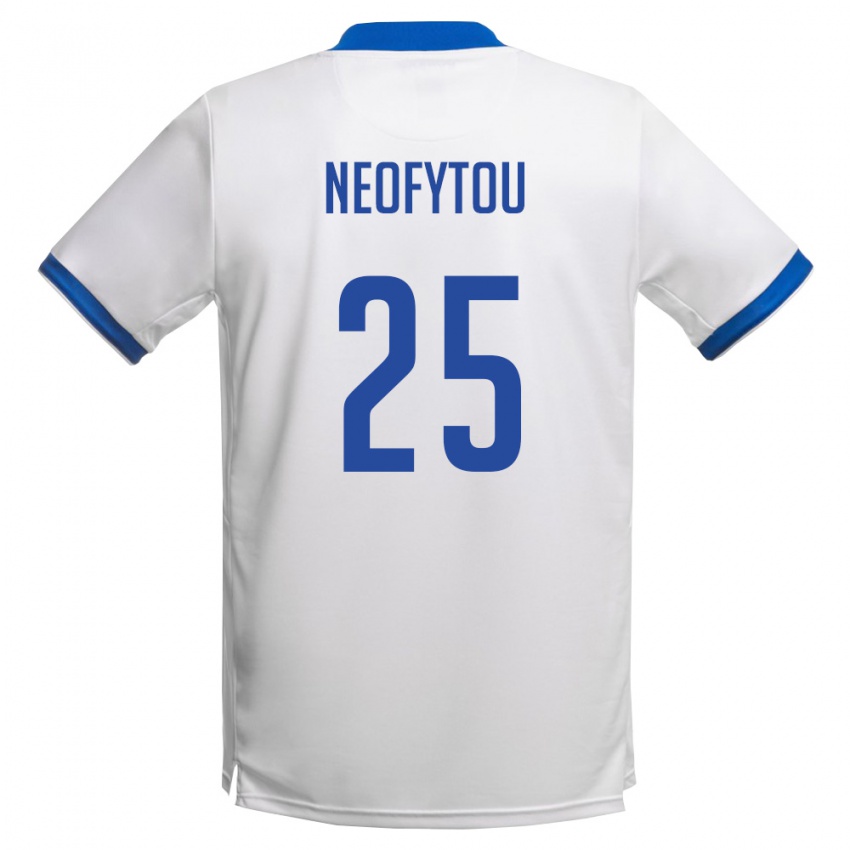 גברים קפריסין Angelos Neofytou #25 לבן כחול מלכותי הרחק ג'רזי 26-28 חולצה קצרה