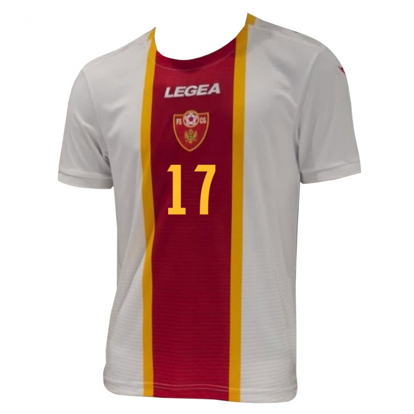 גברים מונטנגרו Luka Scekic #17 לבן אדום צהוב הרחק ג'רזי 26-28 חולצה קצרה