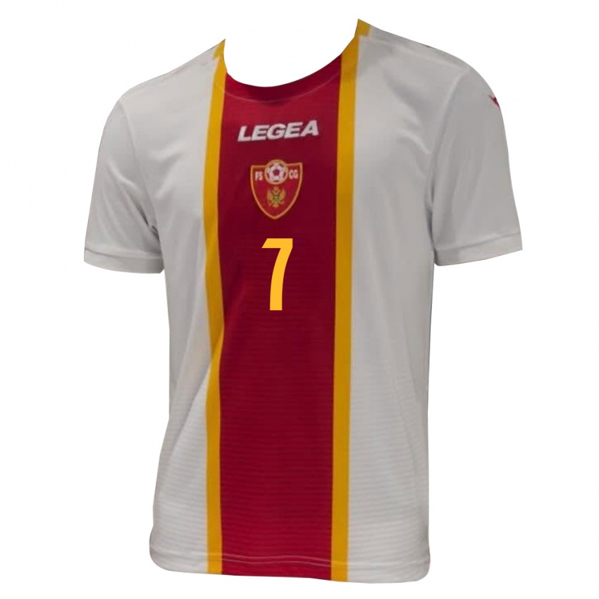 גברים מונטנגרו Nikola Vukovic #7 לבן אדום צהוב הרחק ג'רזי 26-28 חולצה קצרה
