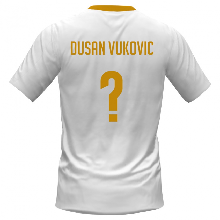 גברים מונטנגרו דושאן ווקוביץ׳ #0 לבן אדום צהוב הרחק ג'רזי 26-28 חולצה קצרה