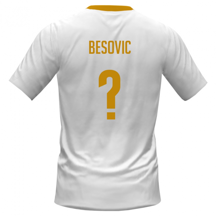 גברים מונטנגרו Damjan Besovic #0 לבן אדום צהוב הרחק ג'רזי 26-28 חולצה קצרה