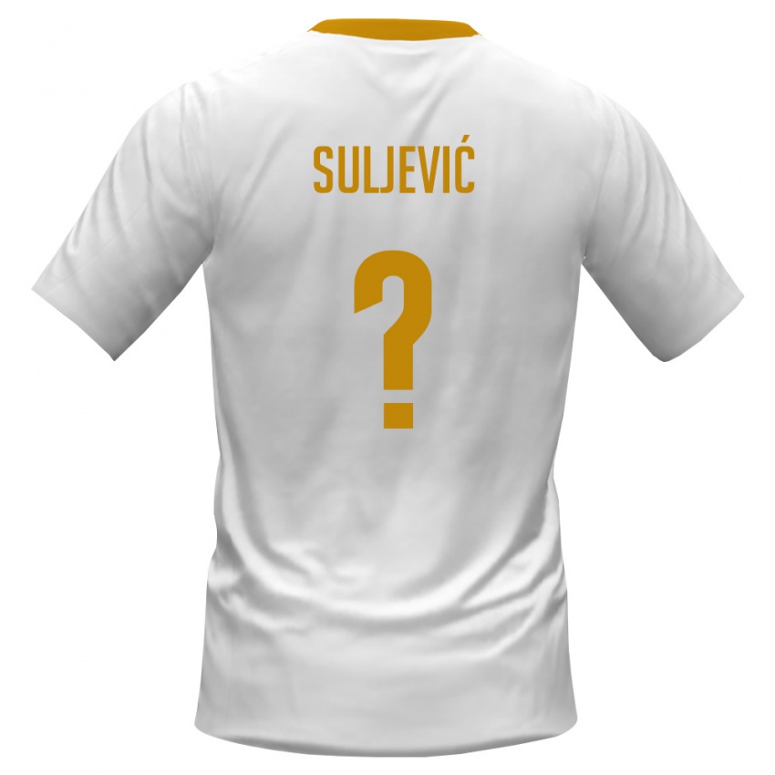 גברים מונטנגרו Amar Suljević #0 לבן אדום צהוב הרחק ג'רזי 26-28 חולצה קצרה