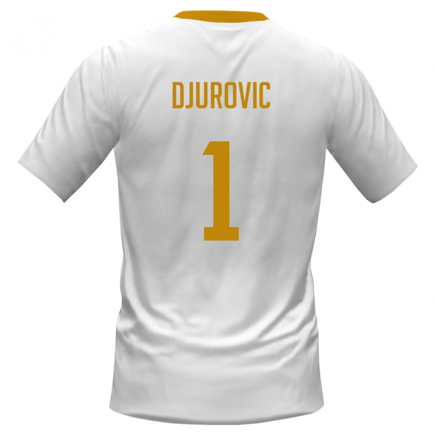 גברים מונטנגרו Tomas Djurovic #1 לבן אדום צהוב הרחק ג'רזי 26-28 חולצה קצרה