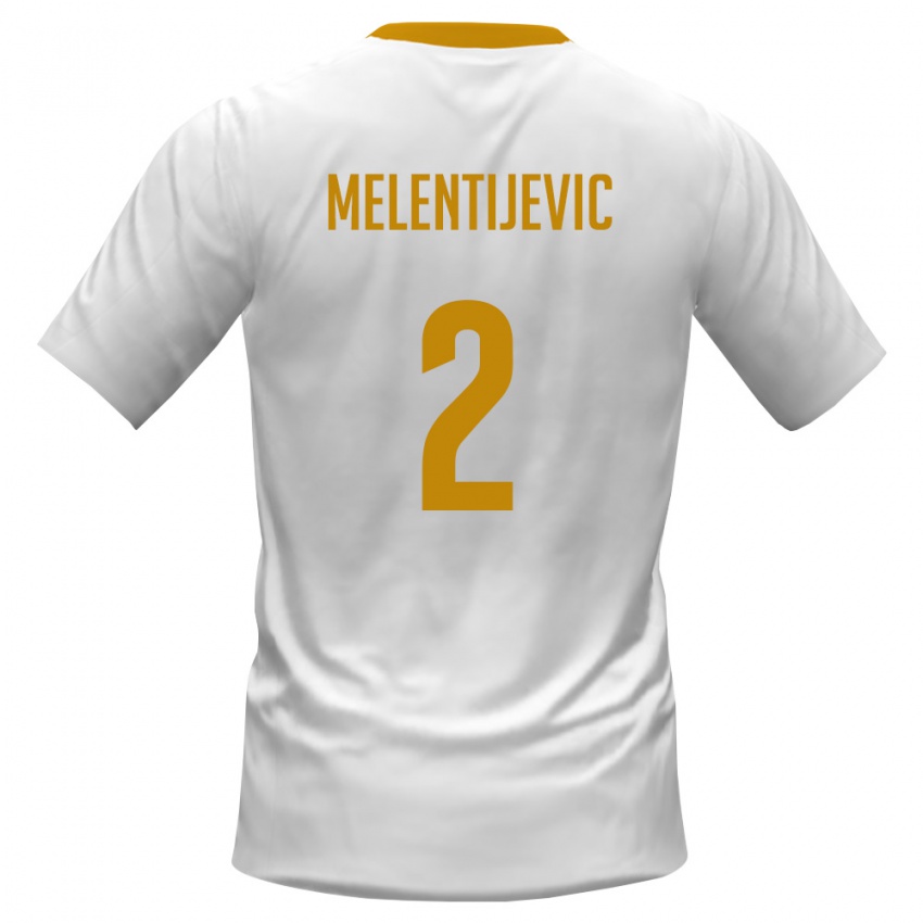 גברים מונטנגרו סטפן מלנטייביץ' #2 לבן אדום צהוב הרחק ג'רזי 26-28 חולצה קצרה