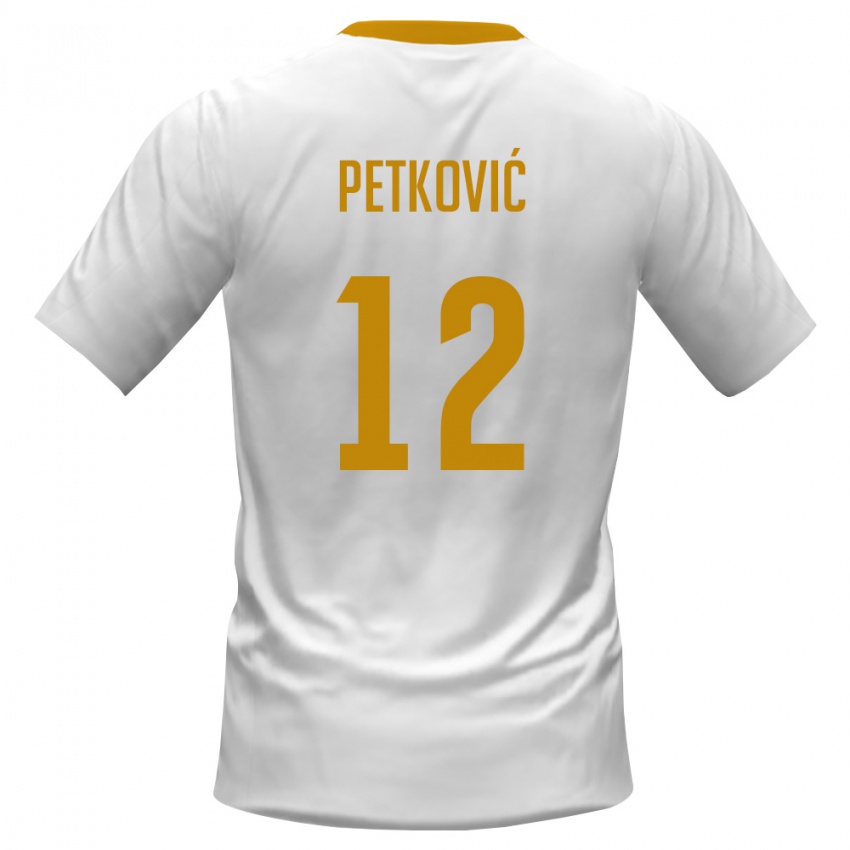גברים מונטנגרו דניאל פטקוביץ' #12 לבן אדום צהוב הרחק ג'רזי 26-28 חולצה קצרה
