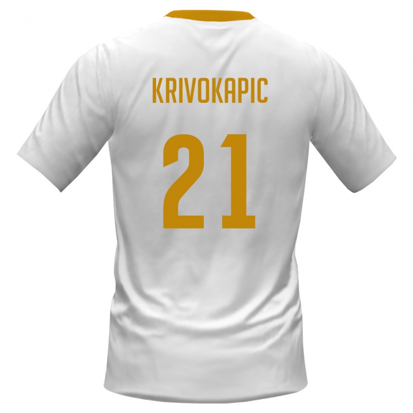 גברים מונטנגרו ננאד קריבוקפיץ׳ #21 לבן אדום צהוב הרחק ג'רזי 26-28 חולצה קצרה