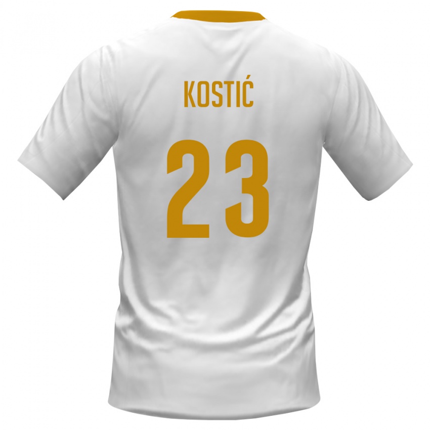 גברים מונטנגרו Andrej Kostic #23 לבן אדום צהוב הרחק ג'רזי 26-28 חולצה קצרה