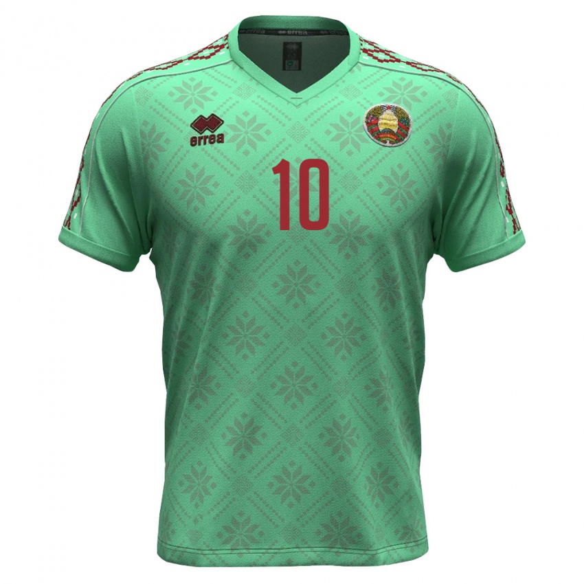 גברים בלארוס Ivan Bystryi #10 ירוק בהיר בורדו הרחק ג'רזי 26-28 חולצה קצרה