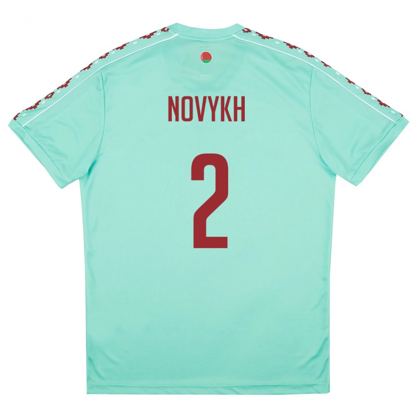גברים בלארוס Evgeniy Novykh #2 ירוק בהיר בורדו הרחק ג'רזי 26-28 חולצה קצרה