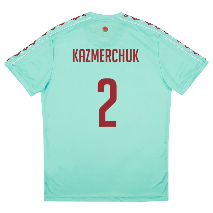 גברים בלארוס Stanislav Kazmerchuk #2 ירוק בהיר בורדו הרחק ג'רזי 26-28 חולצה קצרה