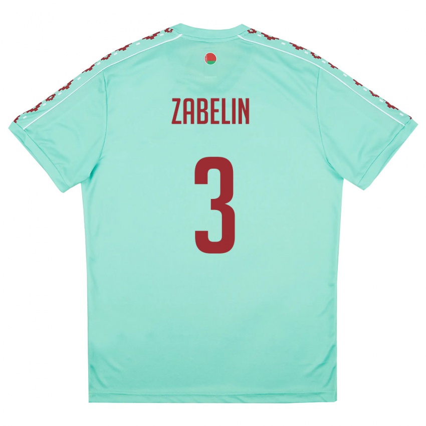 גברים בלארוס פאבל זבלין #3 ירוק בהיר בורדו הרחק ג'רזי 26-28 חולצה קצרה