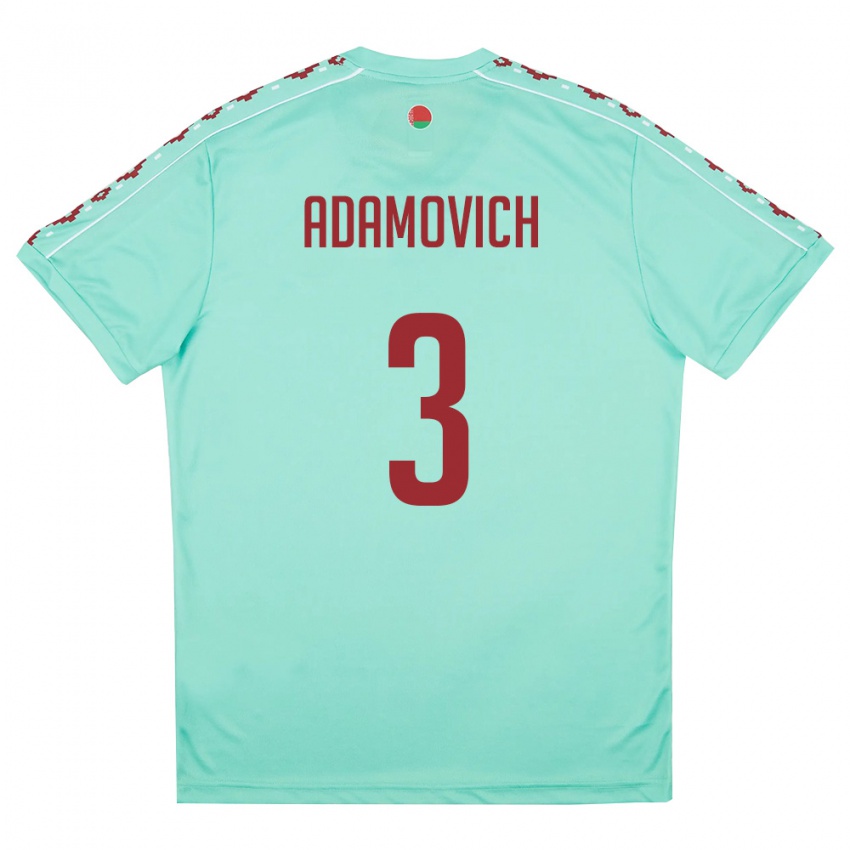 גברים בלארוס Ivan Adamovich #3 ירוק בהיר בורדו הרחק ג'רזי 26-28 חולצה קצרה