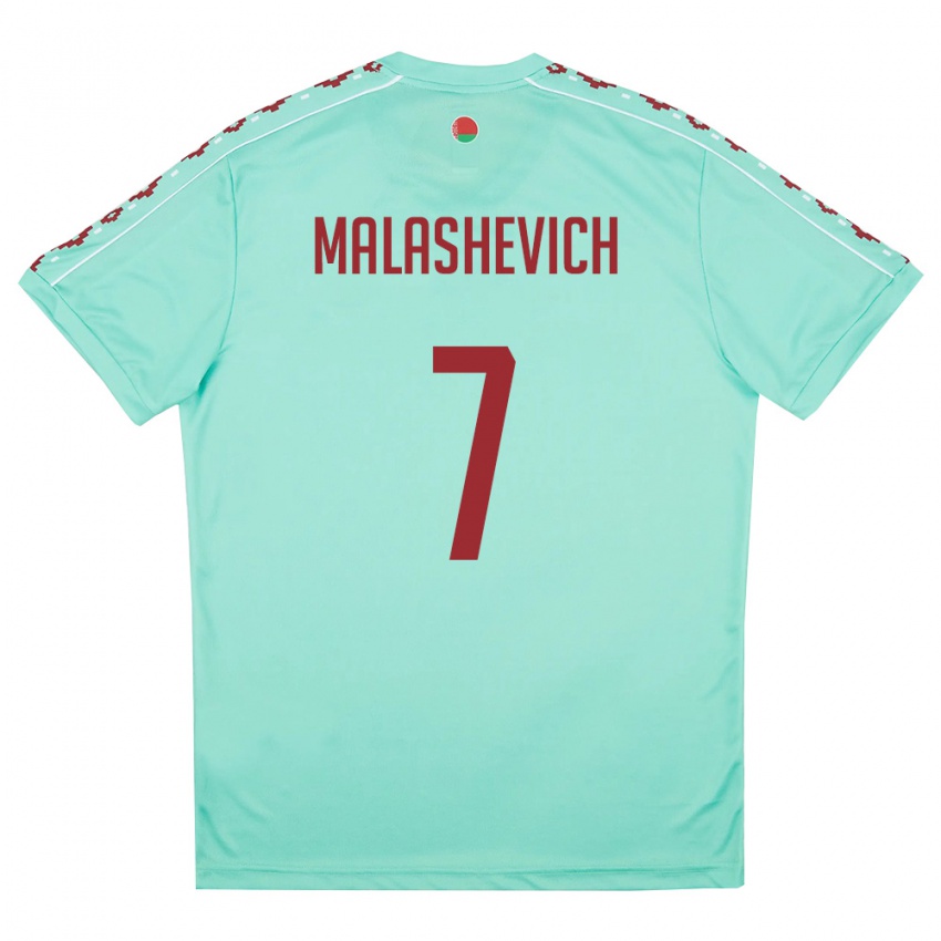 גברים בלארוס יבגני מלאשביץ' #7 ירוק בהיר בורדו הרחק ג'רזי 26-28 חולצה קצרה
