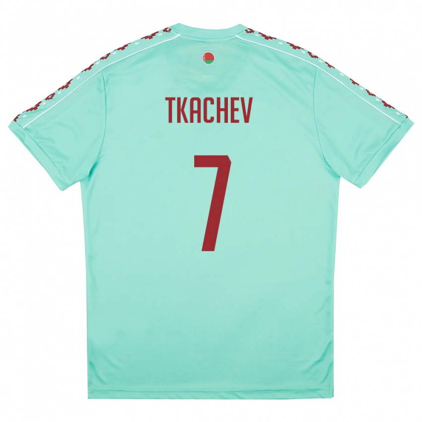 גברים בלארוס Timofey Tkachev #7 ירוק בהיר בורדו הרחק ג'רזי 26-28 חולצה קצרה