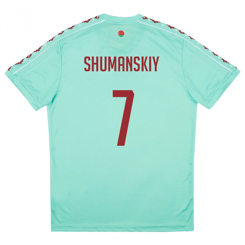 גברים בלארוס ארטיום שומנסקי #7 ירוק בהיר בורדו הרחק ג'רזי 26-28 חולצה קצרה