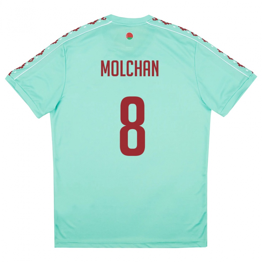 גברים בלארוס Egor Molchan #8 ירוק בהיר בורדו הרחק ג'רזי 26-28 חולצה קצרה