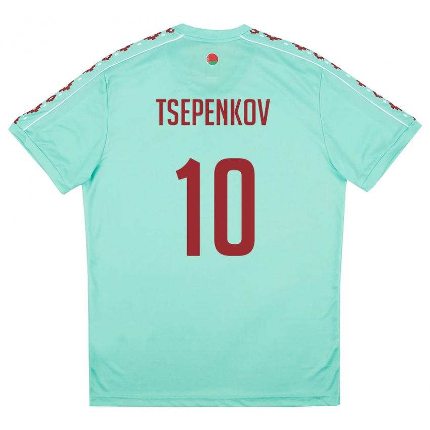 גברים בלארוס Kirill Tsepenkov #10 ירוק בהיר בורדו הרחק ג'רזי 26-28 חולצה קצרה