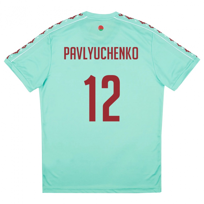 גברים בלארוס פאבל פאבליוצ'נקו #12 ירוק בהיר בורדו הרחק ג'רזי 26-28 חולצה קצרה