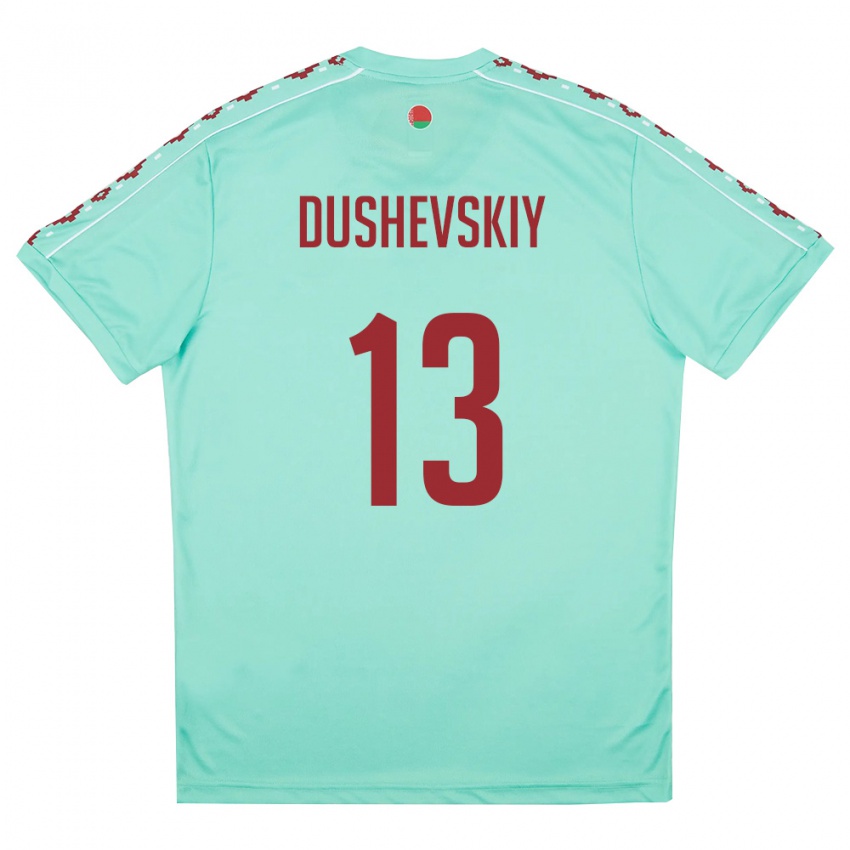 גברים בלארוס Daniil Dushevskiy #13 ירוק בהיר בורדו הרחק ג'רזי 26-28 חולצה קצרה