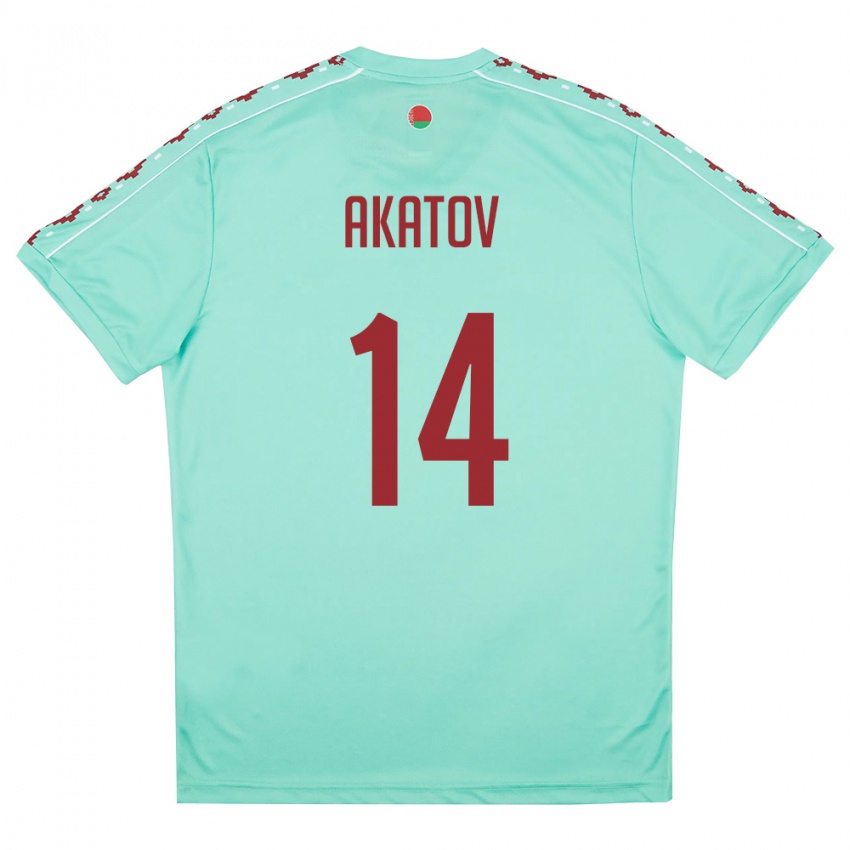 גברים בלארוס ארטם אקטוב #14 ירוק בהיר בורדו הרחק ג'רזי 26-28 חולצה קצרה