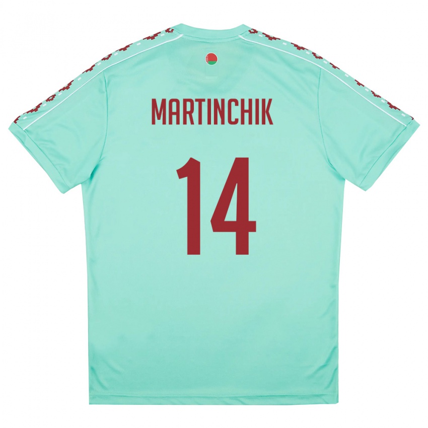 גברים בלארוס Kirill Martinchik #14 ירוק בהיר בורדו הרחק ג'רזי 26-28 חולצה קצרה