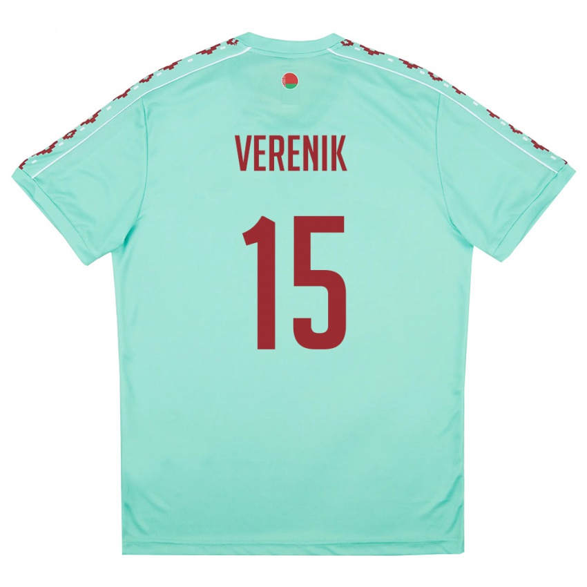 גברים בלארוס Vladislav Verenik #15 ירוק בהיר בורדו הרחק ג'רזי 26-28 חולצה קצרה