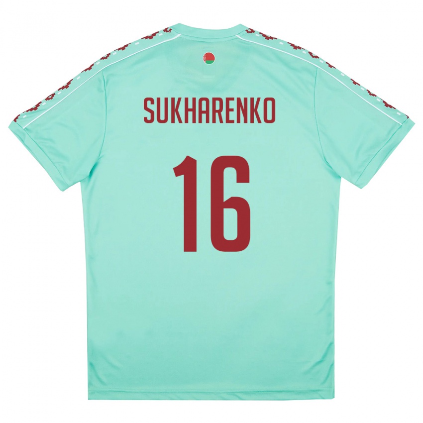 גברים בלארוס Matvey Sukharenko #16 ירוק בהיר בורדו הרחק ג'רזי 26-28 חולצה קצרה