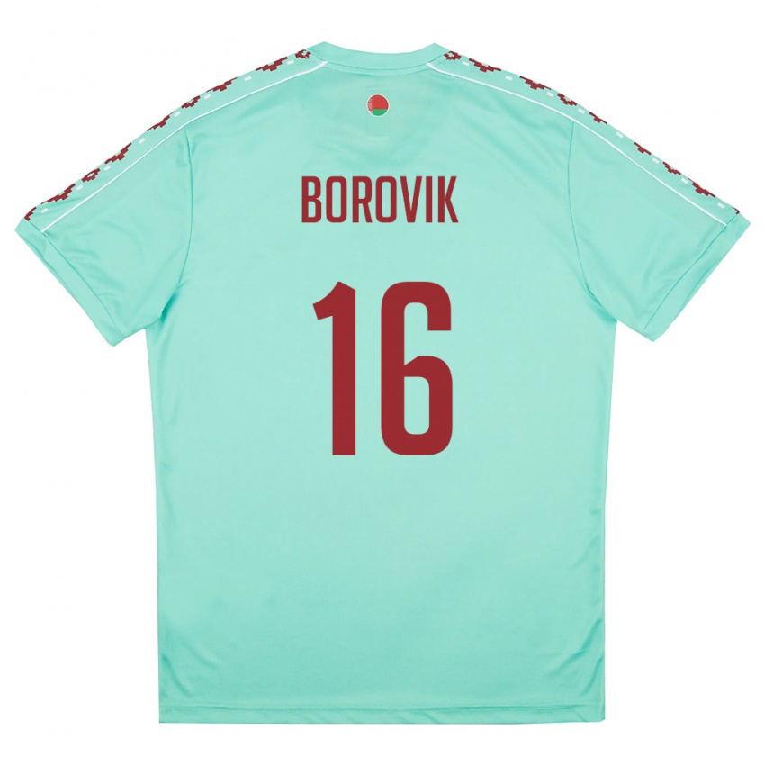 גברים בלארוס גריגורי בורוביק #16 ירוק בהיר בורדו הרחק ג'רזי 26-28 חולצה קצרה