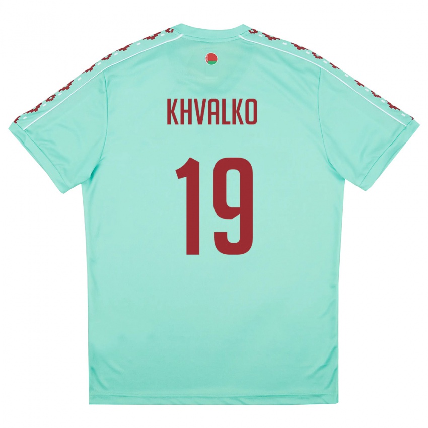 גברים בלארוס ייגור חבאלקו #19 ירוק בהיר בורדו הרחק ג'רזי 26-28 חולצה קצרה