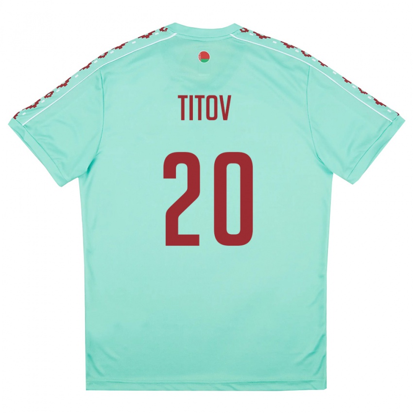 גברים בלארוס מראט טיטוב #20 ירוק בהיר בורדו הרחק ג'רזי 26-28 חולצה קצרה