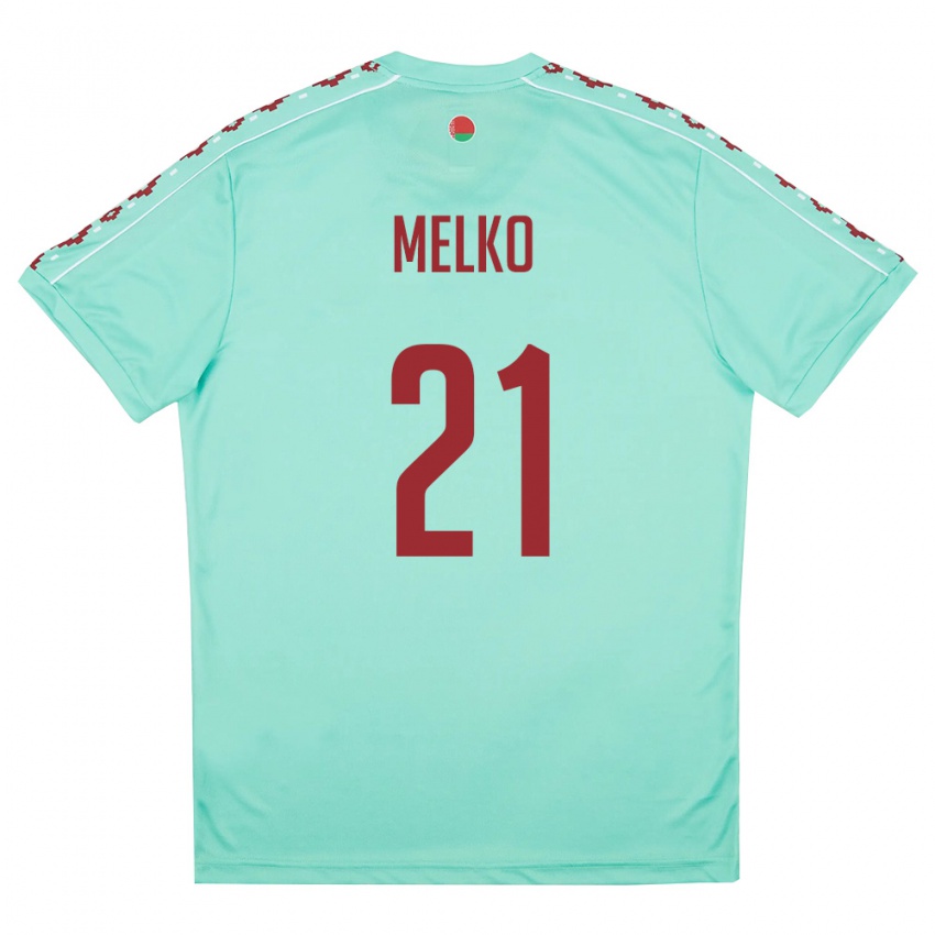 גברים בלארוס ולדיסלב מלקו #21 ירוק בהיר בורדו הרחק ג'רזי 26-28 חולצה קצרה