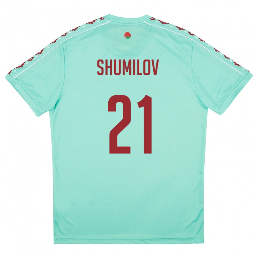 גברים בלארוס Arseniy Shumilov #21 ירוק בהיר בורדו הרחק ג'רזי 26-28 חולצה קצרה