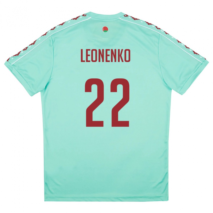 גברים בלארוס דאנילה לאוננקו #22 ירוק בהיר בורדו הרחק ג'רזי 26-28 חולצה קצרה