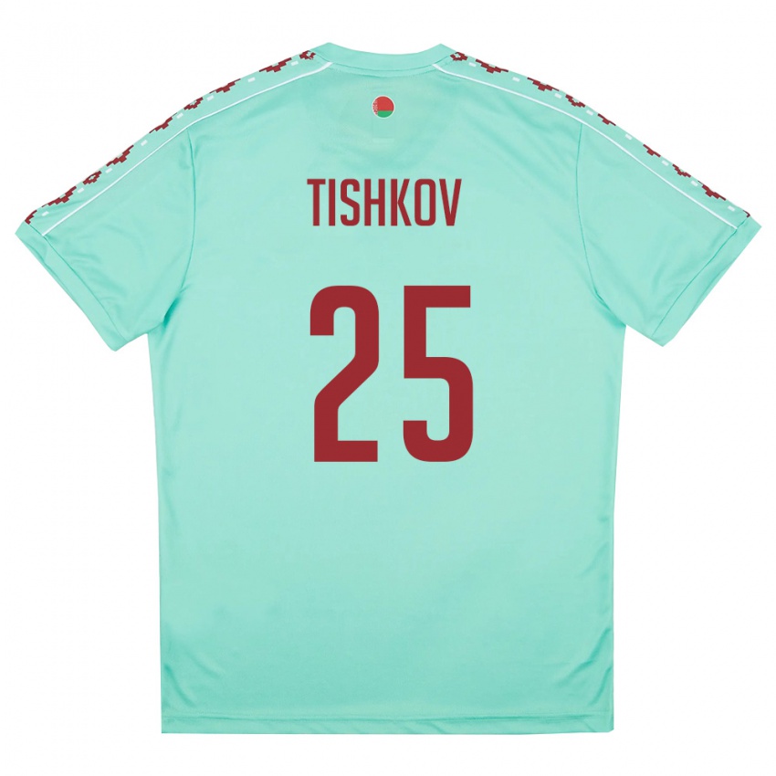 גברים בלארוס ניקיטה טישקוב #25 ירוק בהיר בורדו הרחק ג'רזי 26-28 חולצה קצרה